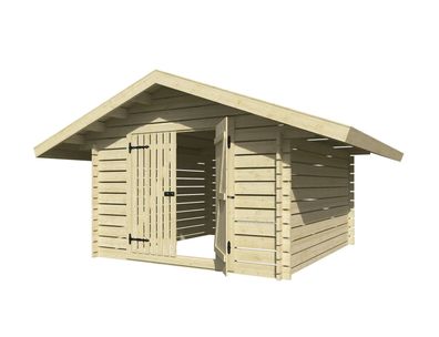 Holzschuppen / Gerätehaus mit Lüftungslücken zwischen Wandbrettern, inkl. Fußbod