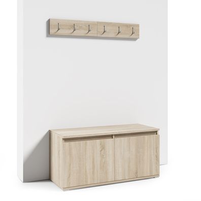 Eleganter Schuhschrank mit zwei Kipptüren Zapopan 68, Farbe: Eiche Sonoma, vier