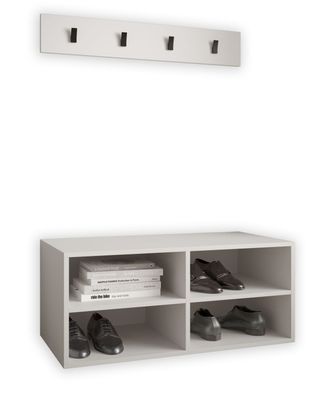 Modernes Schuhregal mit Garderobe Tödi 04, Farbe: Weiß matt - Abmessungen: 40 x