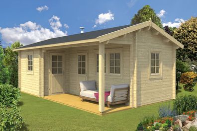 Saunahaus Weißeck inkl. Fußboden - 70 mm Blockbohlenhaus, Grundfläche: 25,8 m²,