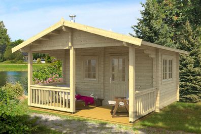 Saunahaus Hochzöbl inkl. Fußboden - 70 mm Blockbohlenhaus, Grundfläche: 19,9 m²,