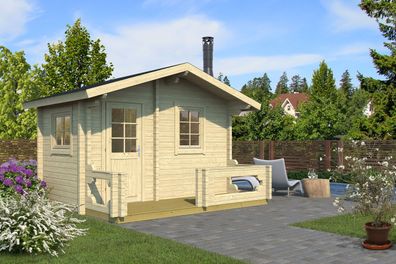 Saunahaus Landfriedstein 04 inkl. Fußboden - 70 mm Blockbohlenhaus, Grundfläche:
