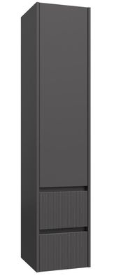 Badezimmer - Hochschrank Malegaon 39, Farbe: Grau matt ? Abmessungen: 160 x 35 x