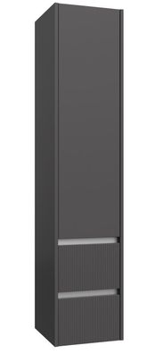 Badezimmer - Hochschrank Malegaon 40, Farbe: Grau matt ? Abmessungen: 160 x 35 x