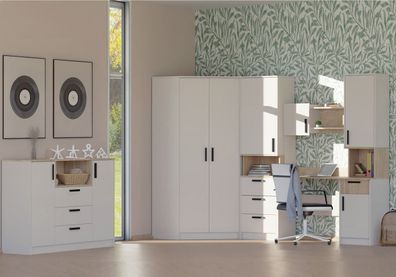 Jugendmöbel - Set J Fafe | 4-teilig | Farbe: Kaschmir / Eiche Cremona | Eckkleid