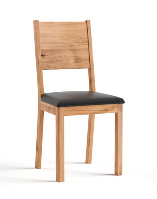 Holzstuhl mit Sitzpolsterung Nievre 02, schwarze Sitzpolsterung, Massivholz Eich