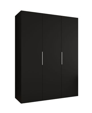 Kleiderschrank / Drehtürenschrank Korab 18, Farbe: Schwarz, zwei Kleiderstangen,