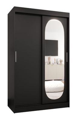 Schiebetürenschrank / Kleiderschrank Moldoveanu 07, Farbe: Schwarz, 1,2 Meter br