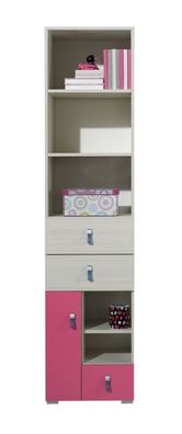 Kinderzimmer - Schrank "Felipe" 04, Rosa / Weiß - Abmessungen: 190 x 45 x 40 cm