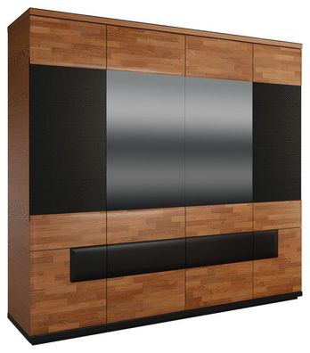 Drehtürenschrank / Kleiderschrank "Postira" 38, Farbe: Walnuss / Schwarz, teilma