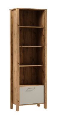 Schrank Braianik 11 in Eiche Wotan / Beige, Füße: 36 mm dick, Griff aus Metall,