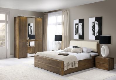 Schlafzimmer Komplett - Set I Fazenda, 4 - teilig, teilmassiv, Farbe: Dunkelbrau