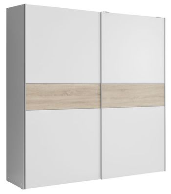 Schiebetürenschrank / Kleiderschrank Pibor 20, Farbe: Weiß / Sonoma Eiche - Abme