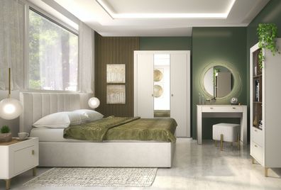 Schlafzimmer Komplett - Set D Barbe, 6-teilig, ABS-Kantenschutz, Farbe: Kaschmir