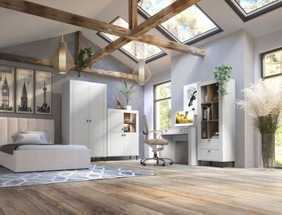Neurales Schlafzimmer Komplett - Set B Barbe, mit ABS-Kantenschutz, 5-teilig, Fa