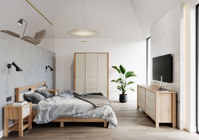 Schlafzimmer Komplett - Set B Braianik, 5-teilig, ABS Kantenschutz, Füße 36 mm d
