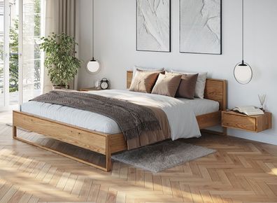 Schlafzimmer Komplett - Set D Amru, 3-teilig, in Eiche geölt, Nachtkästchen häng