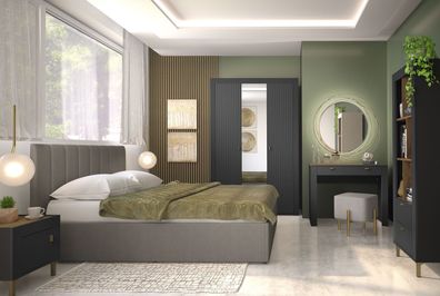 Stylisches Schlafzimmer Komplett - Set G Barbe, 6-teilig, mit ABS-Kantenschutz,