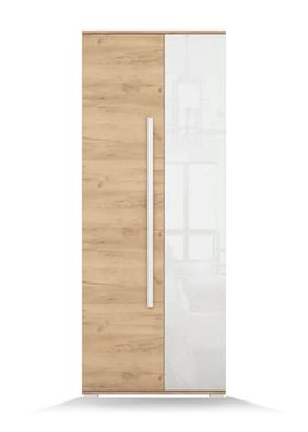 Drehtürenschrank / Kleiderschrank | 202 x 80 x 52 cm | Braun / Weiß | 1 Türe | 1