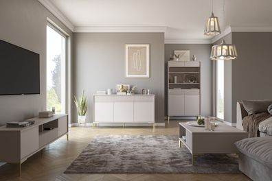 Wohnzimmer Komplett - Set A Chabrey, 4-teilig, push-to-open System, geriffelte F