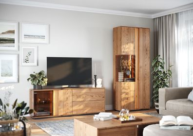 Wohnzimmer Komplett - Set B Sienne, 3-teilig, massives, geöltes und gebürstetes
