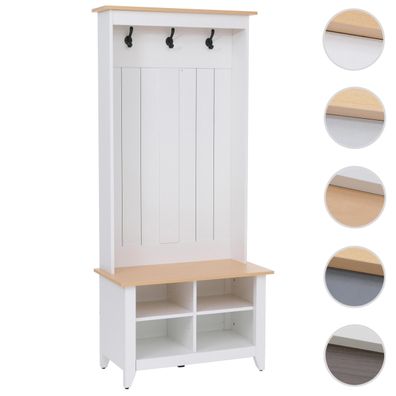 Garderobe HWC-P28, Standgarderobe 3 Haken 4 Staufächer Melamin 170x76x39cm