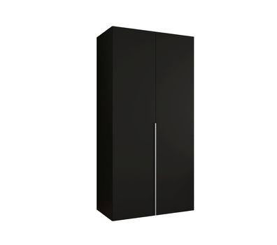 Kleiderschrank mit zwei Türen Eiger 07, Farbe: Schwarz, eine Kleiderstange, 1 Me