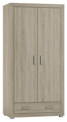 Drehtürenschrank / Kleiderschrank Lorengau 34, Farbe: Sonoma Eiche - Abmessungen