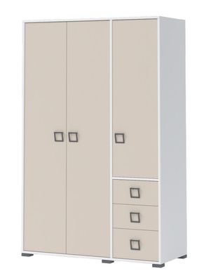 Drehtürenschrank / Kleiderschrank 14, Farbe: Weiß / Creme - Abmessungen: 198 x 1