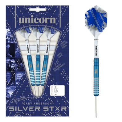 Unicorn Silver Star Blue Gary Anderson Steel Darts / 1 Satz / 21 Gr