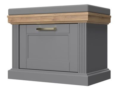 Sitzbank mit Stauraum / Schuhschrank Lotofaga 03, Farbe: Grau / Walnuss - 51 x 6