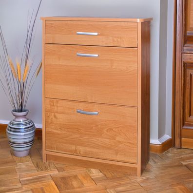 Schuhschrank Pamanukan 17, Farbe: Erle - Abmessungen: 96 x 60 x 20 cm (H x B x T