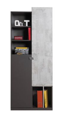 Jugendzimmer Drehtürenschrank / Kleiderschrank Ohey 04, Farbe: Dunkelgrau / Hell
