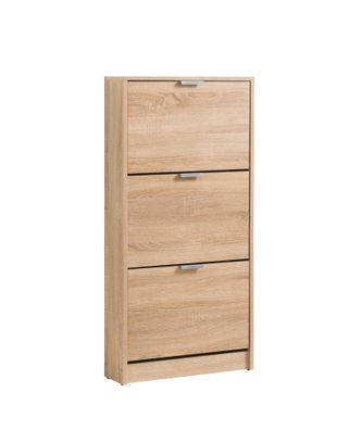 Schlichter Schuhschrank mit drei Kipptüren Veliko 02, Farbe: Eiche Sonoma, ABS-K