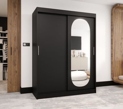 Schiebetürenschrank / Kleiderschrank Moldoveanu 11, Farbe: Schwarz, 1,5 Meter br