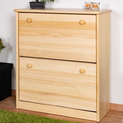Schuhschrank 005 Kiefer massiv Vollholz natur - Abmessung 80 x 72 x 29 cm (H x B