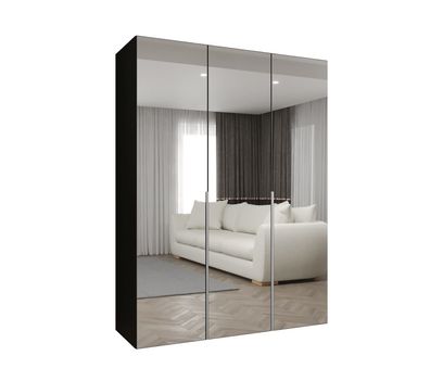 Kleiderschrank / Drehtürenschrank Eiger 128, Farbe: Schwarz, Soft-Close-Funktion