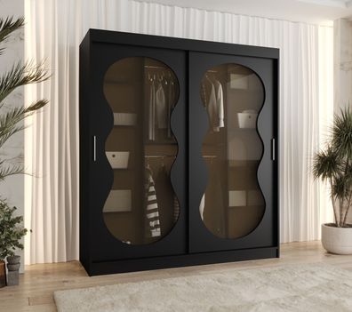 Kleiderschrank / Schiebetürenschrank Ortler 11, Farbe: Schwarz, 1,8 Meter breit,