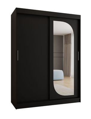 Schiebetürenschrank / Kleiderschrank Signalkuppe 11, Farbe: Schwarz, 1,5 Meter b