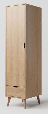 Schrank Eiche massiv natur Aurornis 02 - Abmessungen: 200 x 50 x 60 cm (H x B x