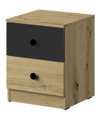Schreibtischschrank Sirte 09, Farbe: Eiche / Weiß / Schwarz matt - Abmessungen: