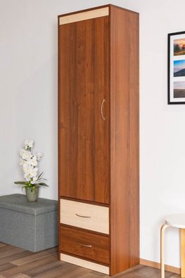 Schrank Pasuruan 01, Farbe: Nuss / Ahorn - Abmessungen: 195 x 54 x 37 cm (H x B