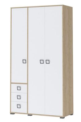Drehtürenschrank / Kleiderschrank 19, Farbe: Buche / Weiß - 236 x 126 x 56 cm (H