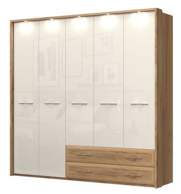Drehtürenschrank / Kleiderschrank mit LED-Rahmen Gataivai 58, Farbe: Beige Hochg