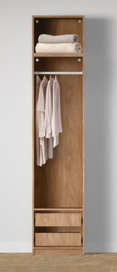 Offener Kleiderschrank | 1 Kleiderstange | Farbe: Eiche Puccini | 2 Schubladen |