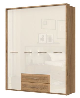 Drehtürenschrank / Kleiderschrank mit Rahmen Gataivai 46, Farbe: Beige Hochglanz
