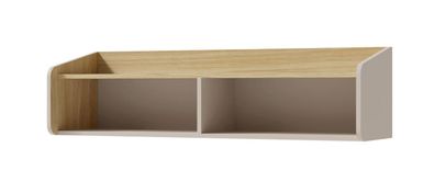 Wandregal Sampont 11, Beige / Eiche hell, 33 x 125 x 33 cm, mit 2 geräumigen Fäc