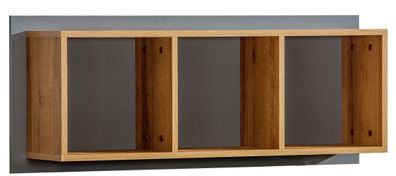 Hängeregal / Wandregal Caranx 12, Farbe: Anthrazit / Eiche - 41 x 105 x 24 cm (H
