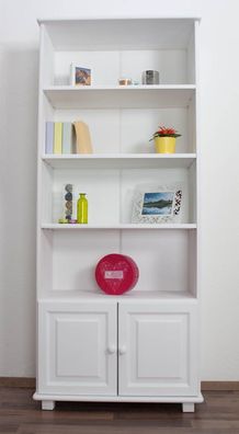 Bücherregal Kiefer massiv Vollholz weiß lackiert B003 - Abmessung 190 x 80 x 42