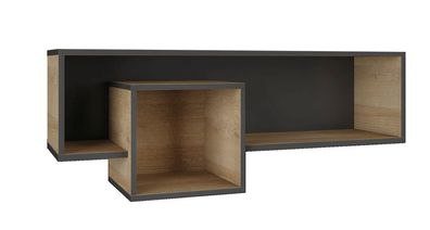 Hängeregal Sprimont 12, Farbe: Grau / Eiche - Abmessungen: 40 x 110 x 29 cm (H x